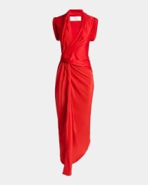 Asymmetric Twisted Silk Slit Maxi Dress at Neiman Marcus